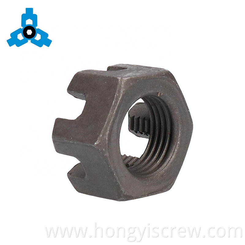 DIN935 Hex Heavy Slotted Castle Nuts Black Carbon Steel OEM Stock Support